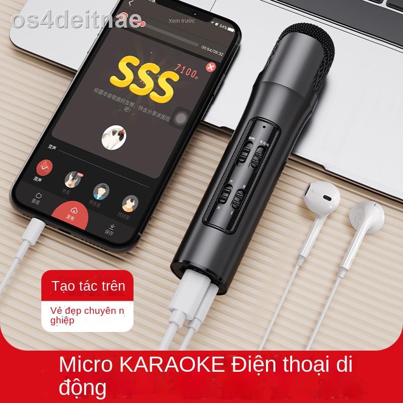 Quốc K hát micro điện thoại di động tạo tác Apple Android chuyên dụng tên đầy đủ thu âm với tai nghe sound car