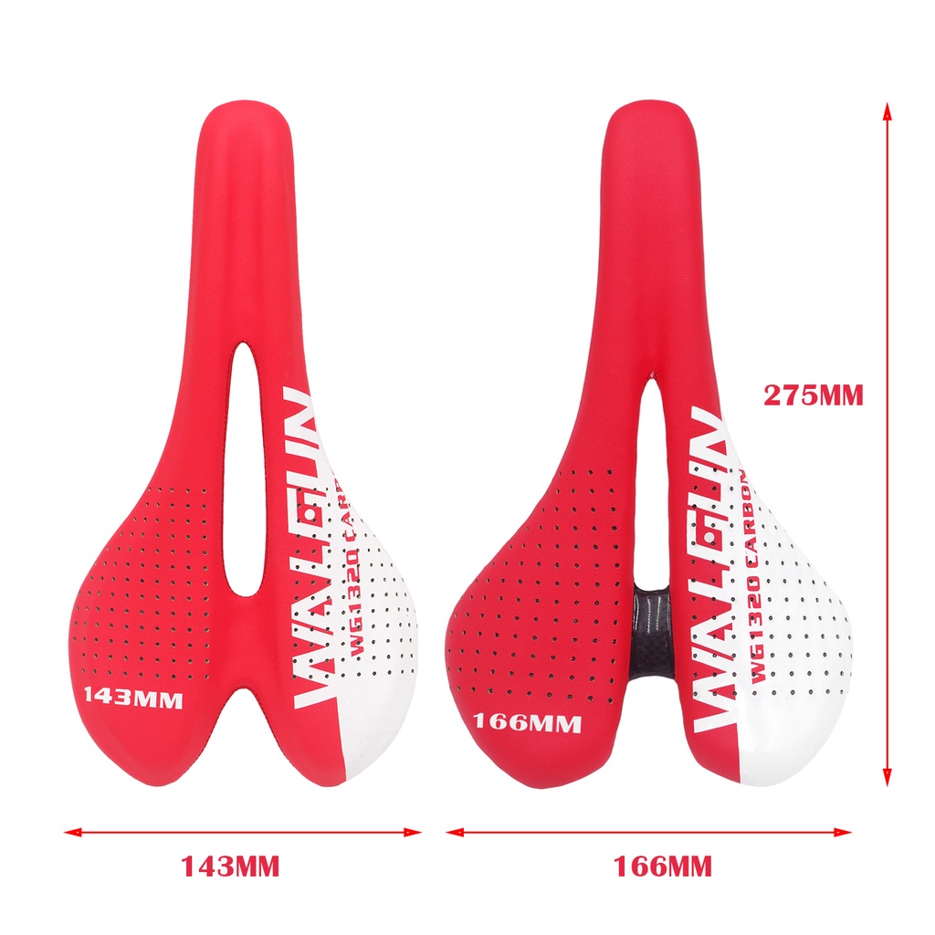 Yên xe đạp leo núi WALGUN bằng da pu và sợi carbon siêu nhẹ cao cấp cỡ 143mm/166mm