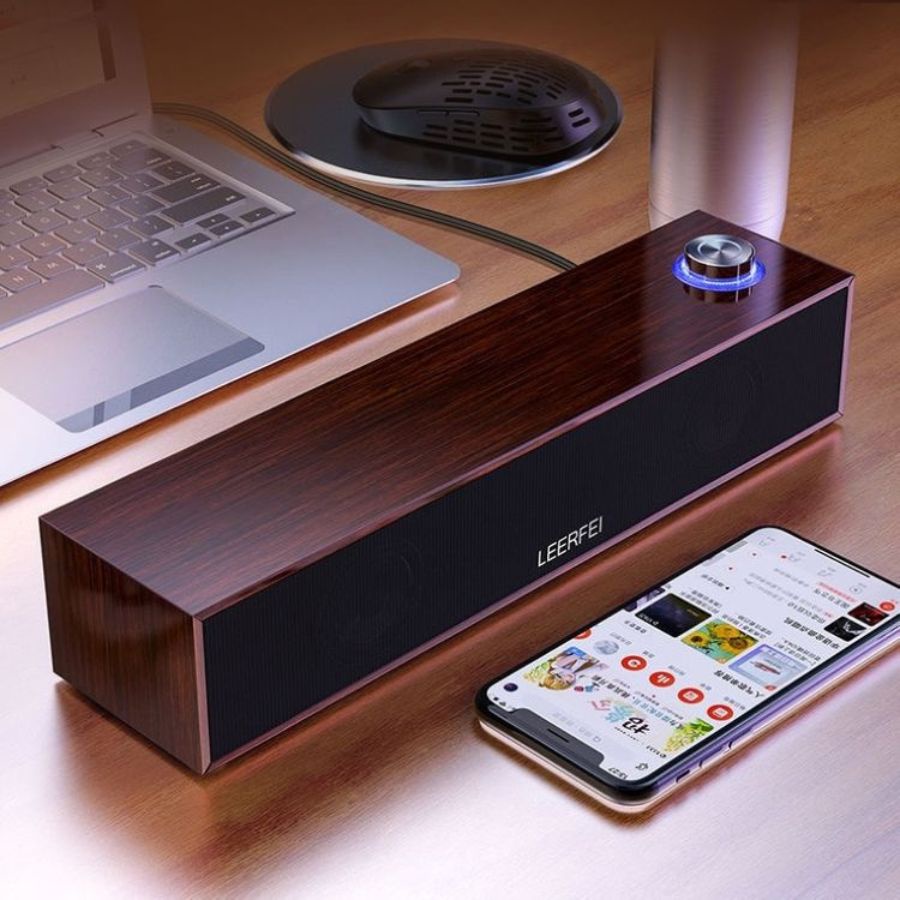 Loa Bluetooth 2.0 Leerfei E350M Vân Gỗ Để Bàn Dùng Cho Tivi, Máy Tính PC, Laptop