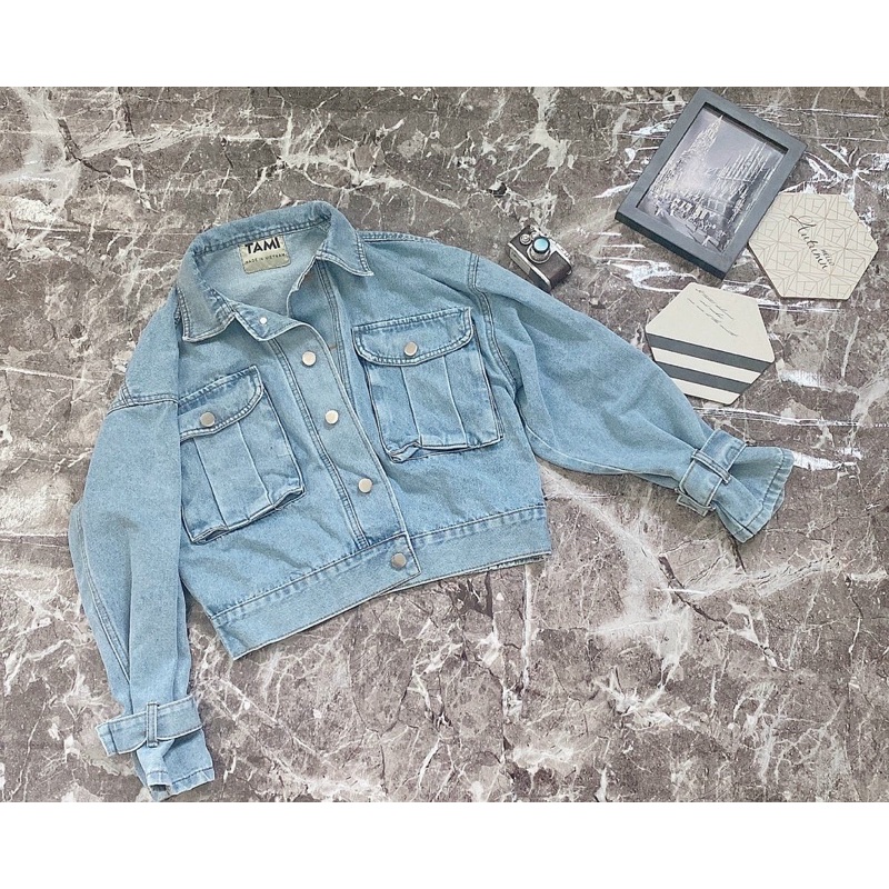 ÁO KHOÁC JEANS NỮ LƯNG THUN VNXK ✈️FREESHIP ÁO jeans Nữ ngắn Áo Jeans Nữ Croptop 2 màu
