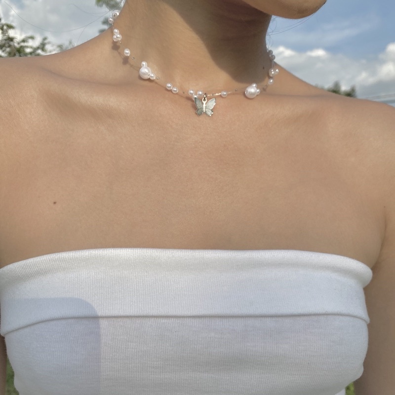 [174] Vòng cổ mặt bướm sliver - Butterfly necklace