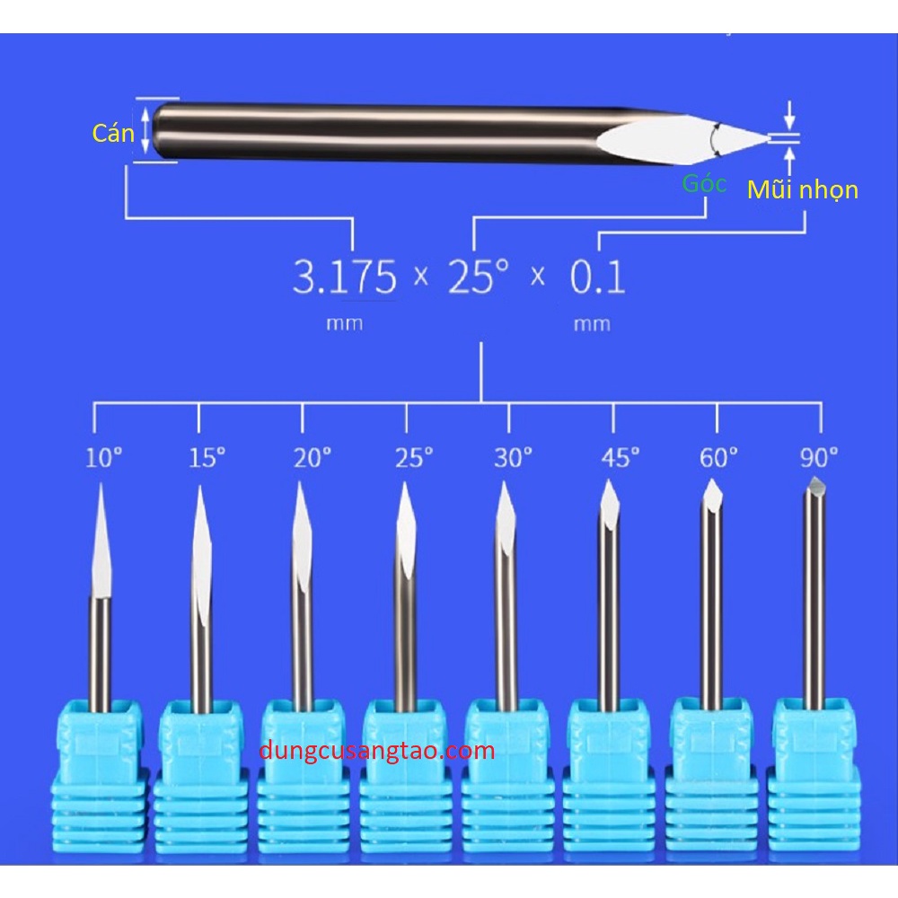Dao CNC khắc gỗ, nhựa, acrylic, đồng, nhôm và kim loại mềm khác