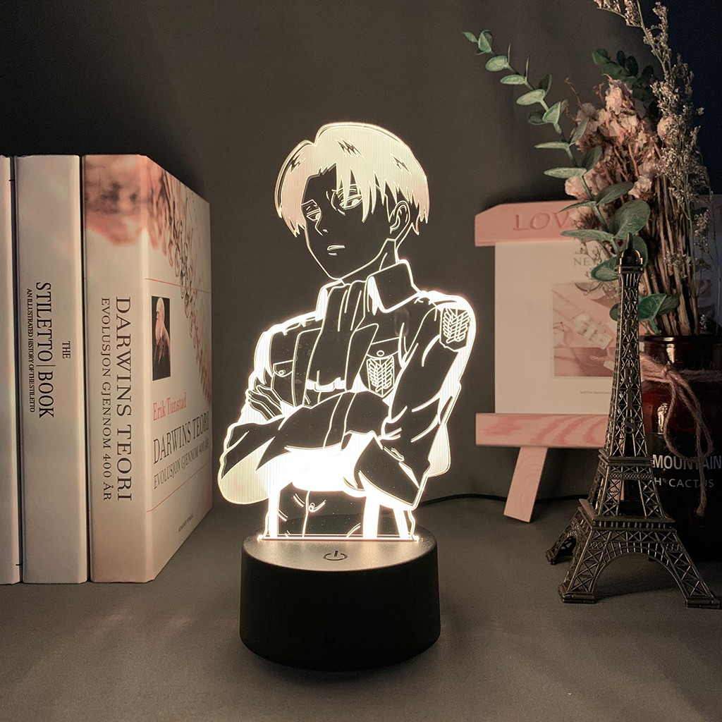 Acrylic Table Lamp Anime Attack on Titan for Home Room Decor Light Cool Kid Child Gift Captain Levi Ackerman Figure Night Light