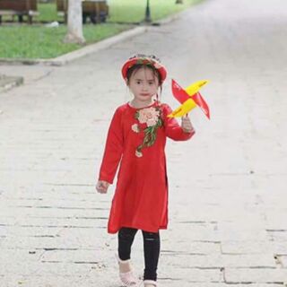 Set áo dài cách tân cho bé (áo dài + quần legging + mấn)