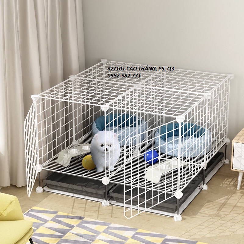 Cửa lưới chuồng quây chó mèo lắp ghép size 35x45 cm và 35x35cm _trắng, hồng, đen