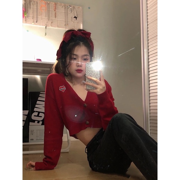 Croptop Cardigan Đỏ
