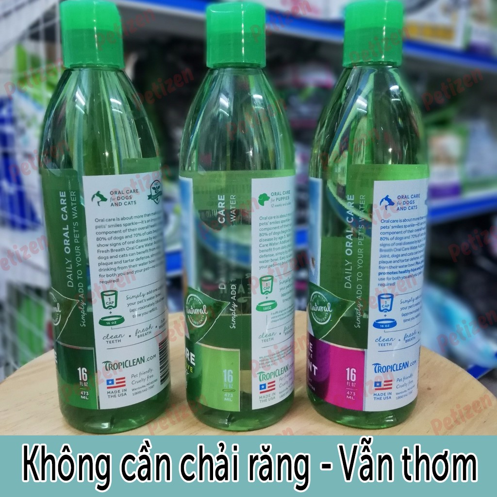 Nước uống trị hôi miệng Chó Mèo - TropiClean USA - 473ml