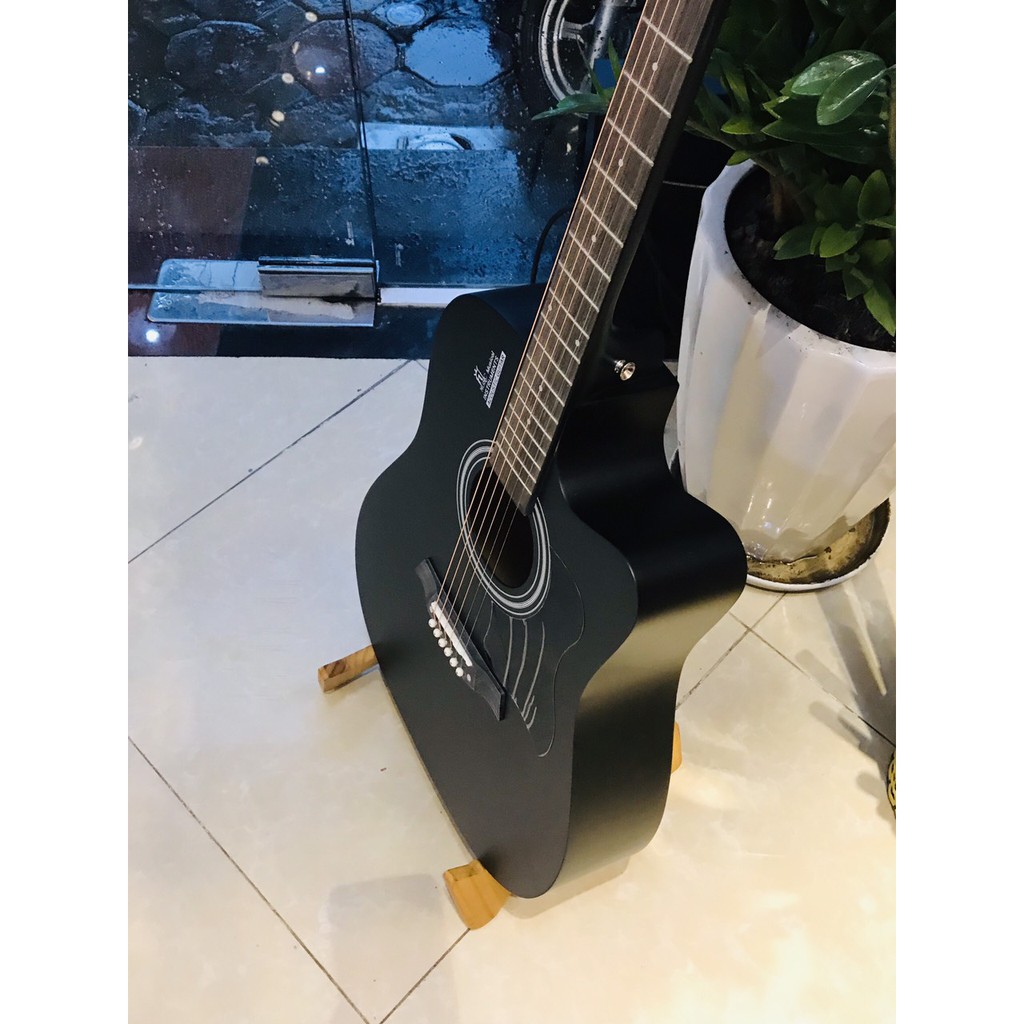 Guitar Acoustic Màu Đen Giá Tốt, Gỗ Nguyên Tấm - Sol.G