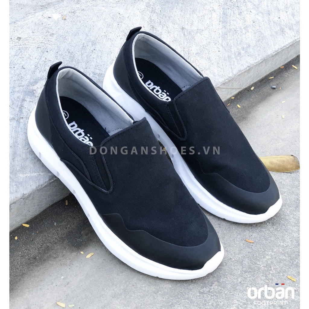 Giày slipon nam đế cao Urban TM1907 vải đen