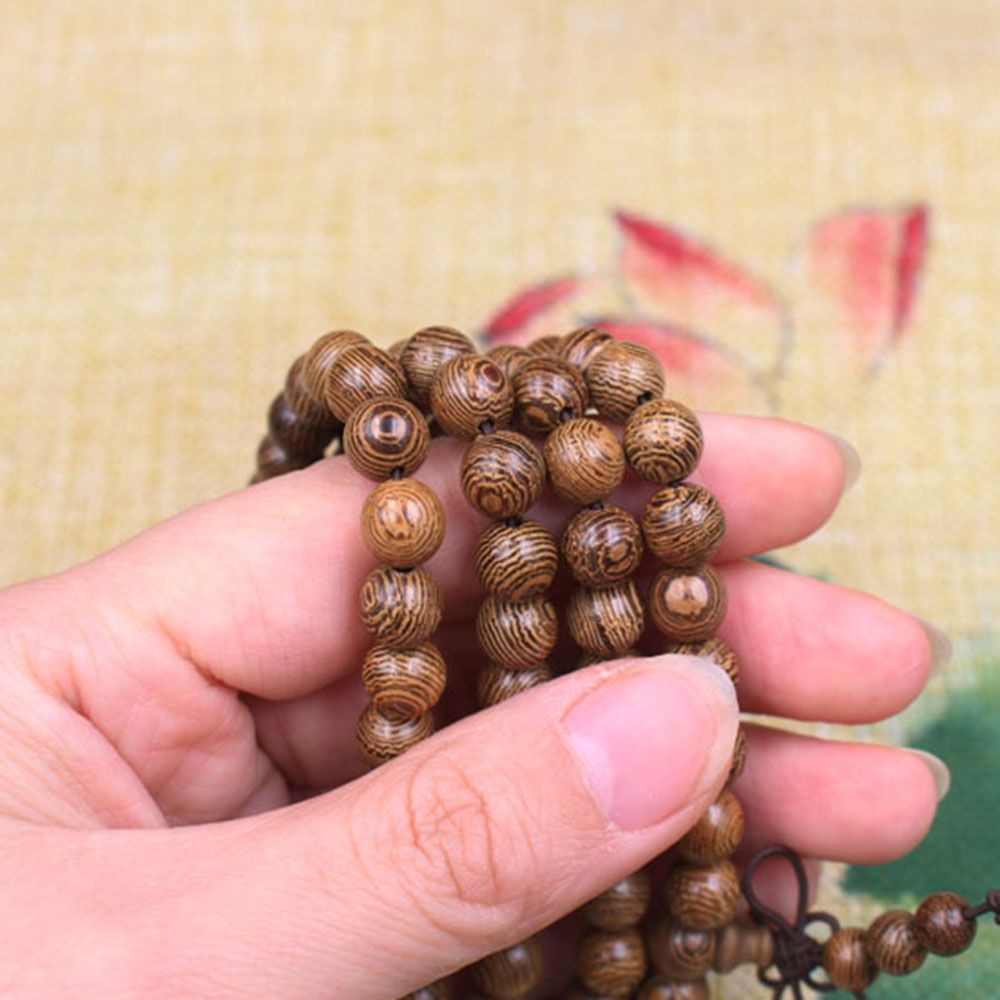 Vòng chuỗi hạt niệm Phật bằng gỗ phong cách Phật giáo Tây Tạng