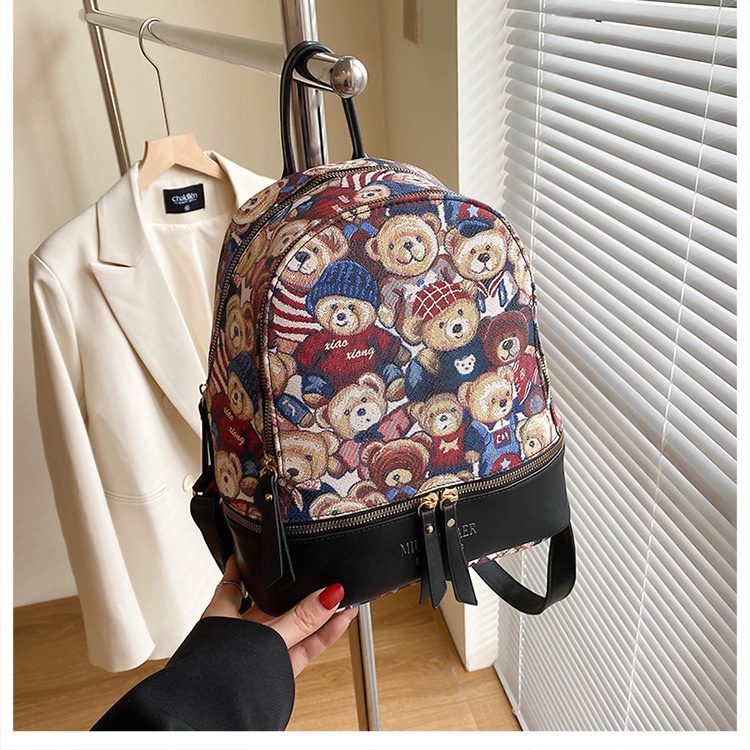Ba lô CHUWANGLIN bằng da PU hình gấu dễ thương dành cho nữ