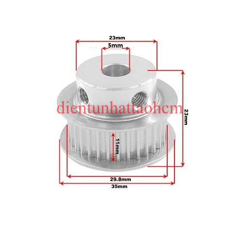 PULLEY BÁNH RĂNG NHÔM 20XL5 20 RĂNG-XL- TRỤC 5MM