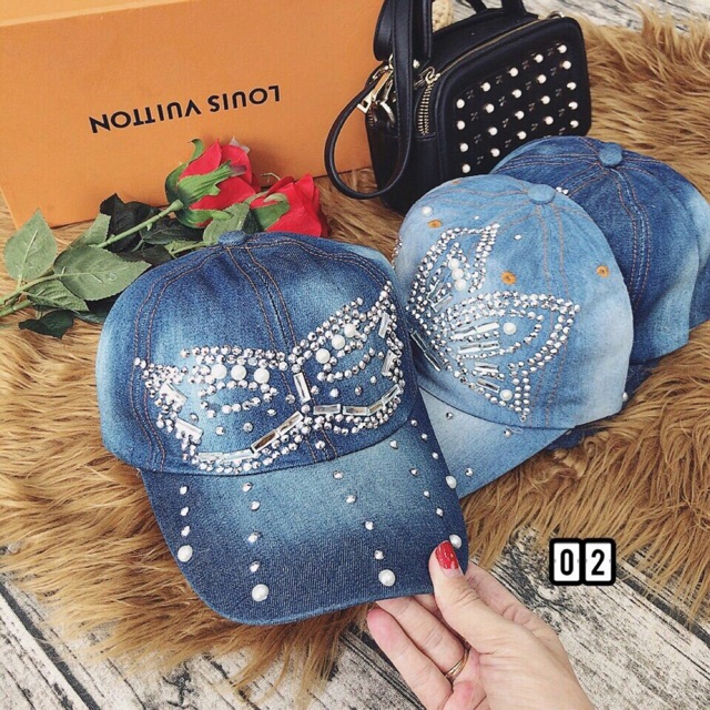 ♥️♥️♥️nón jean đính đá - hàng nhập qc Chất liệu :jean 🌈🌈Màu sắc : đẹp y ảnh chụp thật, bao hàng