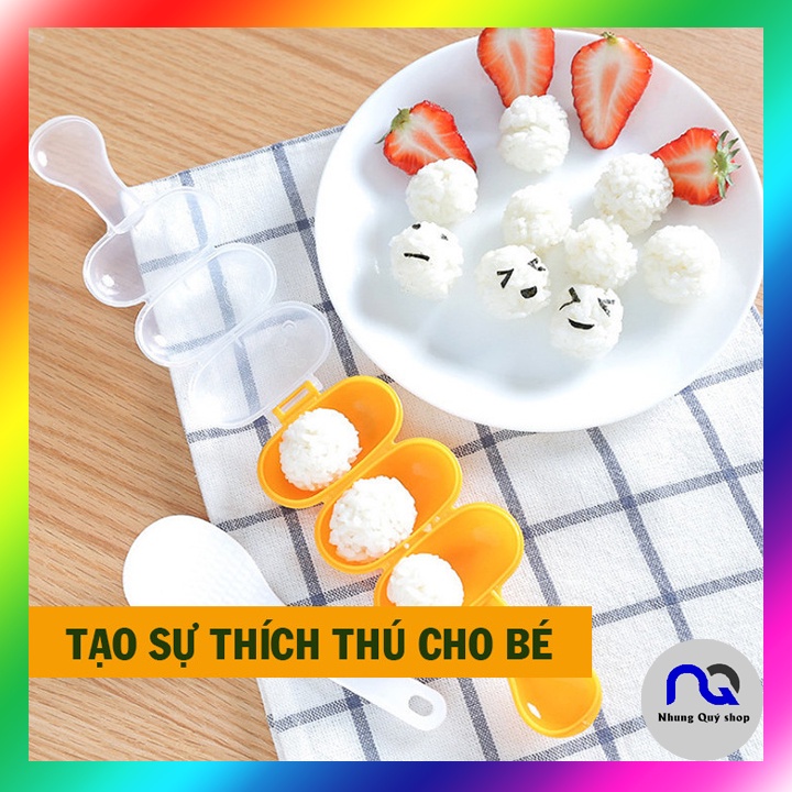 Khuôn Lắc Cơm Bento Tạo Hình Tròn Tặng Thìa