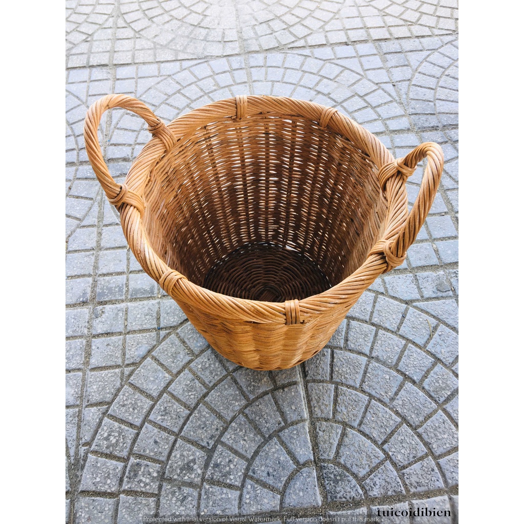 Sọt/ Giỏ Mây Tròn Có Quai Dùng Đựng Đồ/ Trang Trí/ Decor Nhà Cửa, Khách Sạn, Homestay, Quán Cafe