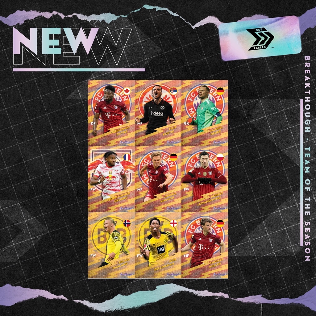 Thẻ cầu thủ bóng đá SKY card TOTS Bundesliga Haaland Lewandowski Neuer Nkunku Davies Kimmich Muller Bellingham Kostic