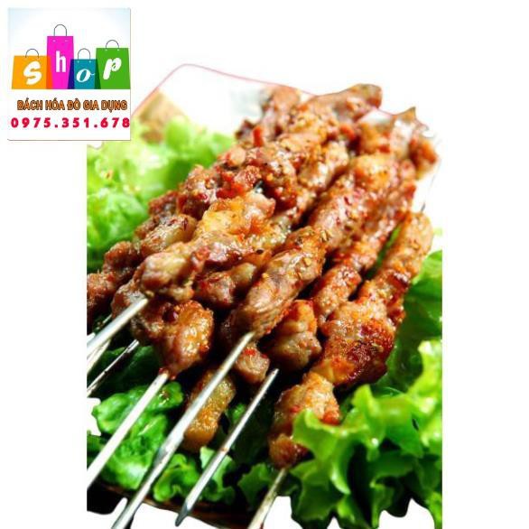 Que Xiên nướng thịt INOX 30Cm -Dùng để xiêng thức ăn nướng trên bếp than hoa, tiện dụng, an toàn-Giadung24h