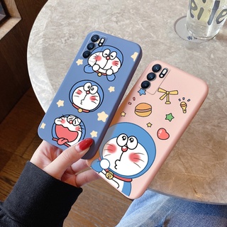 Case for oppo reno6 5g reno6 4g reno6 z 5g reno6 pro 5g reno6 pro + 5g original liquid covering edge doraemon machine full shockproof phone case for phone case protector