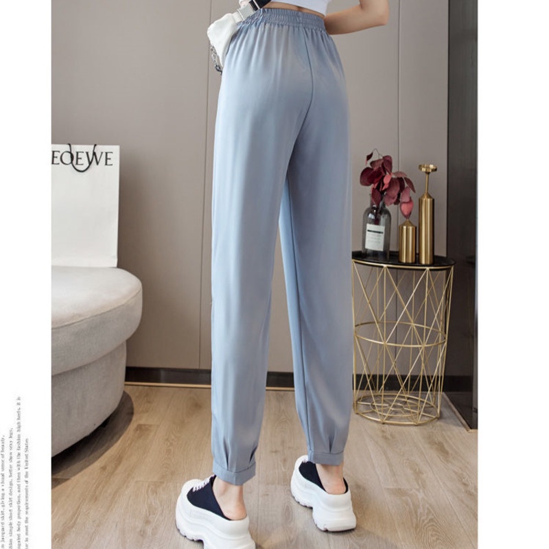 Quần Harem Voan 164288 Quần Dài Ống Rộng Màu Trơn Thời Trang Nữ Tính