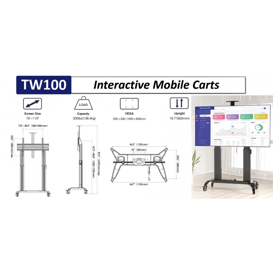 TW100 GIÁ TREO TIVI DI ĐỘNG NHẬP KHẨU 75-80-85-90-95-100-105-110 INCH SIÊU DÀY ĐIỀU KHIỂN LÊN XUỐNG BẰNG REMOT