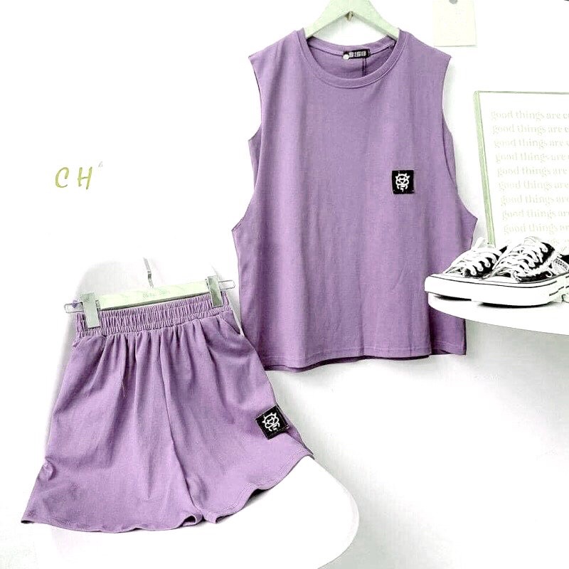 Set bộ tanktop 3 món Chú Bò Unisex ❤ Gồm Tank top 3 lỗ+ Quần Short+ áo bra♥️Chất cotton mịn 🦋Phong cách THỂ THAO HÈ