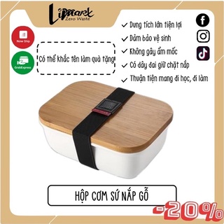 Hộp Cơm Văn Phòng Hộp Bento Sứ Nắp Gỗ Limart