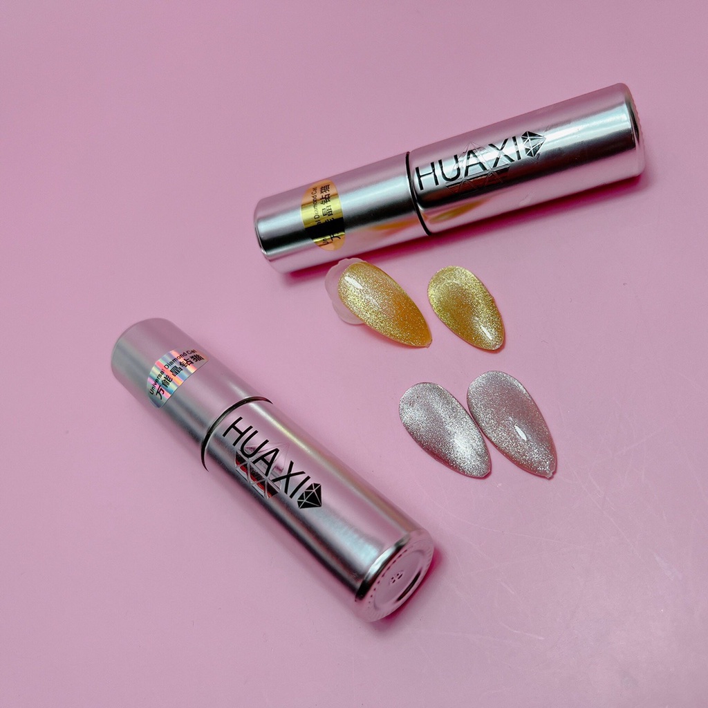 Sơn gel mắt mèo kim cương Huaxi bạc, vàng, cầu vòng lấp lánh - Sushi nail mi