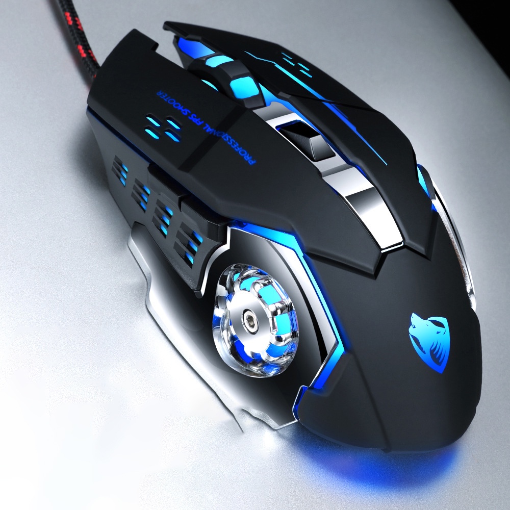 Chuột Gaming Có Dây V6 Có Đèn Full Led Đổi Màu Liên Tục, Siêu Nhạy, Đế Di Kim Loại Chơi Game Cực Đã