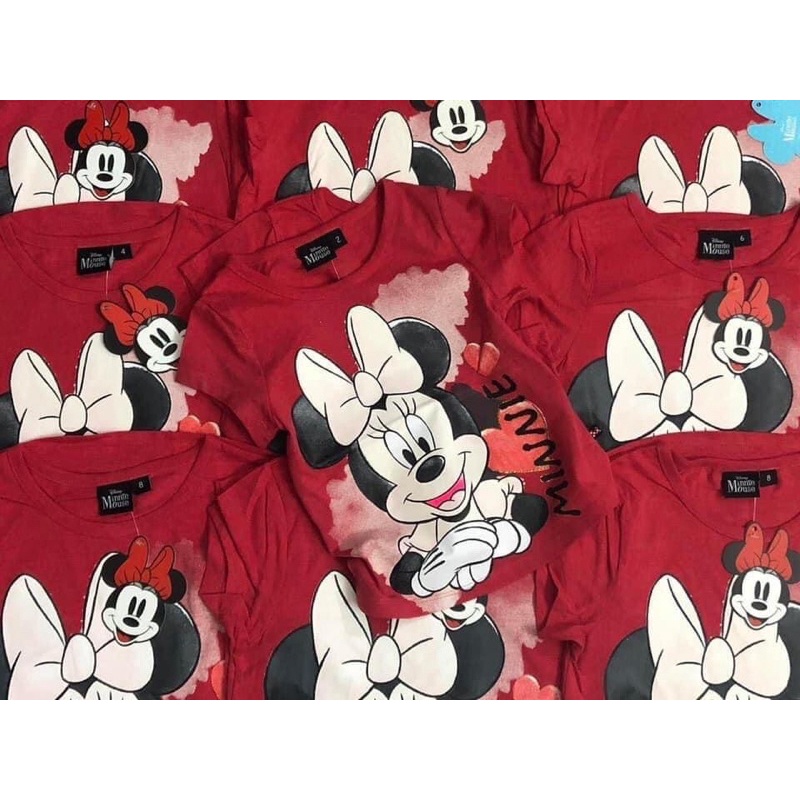 Áo thun Disney chuột Minnie - màu đỏ cho bé gái