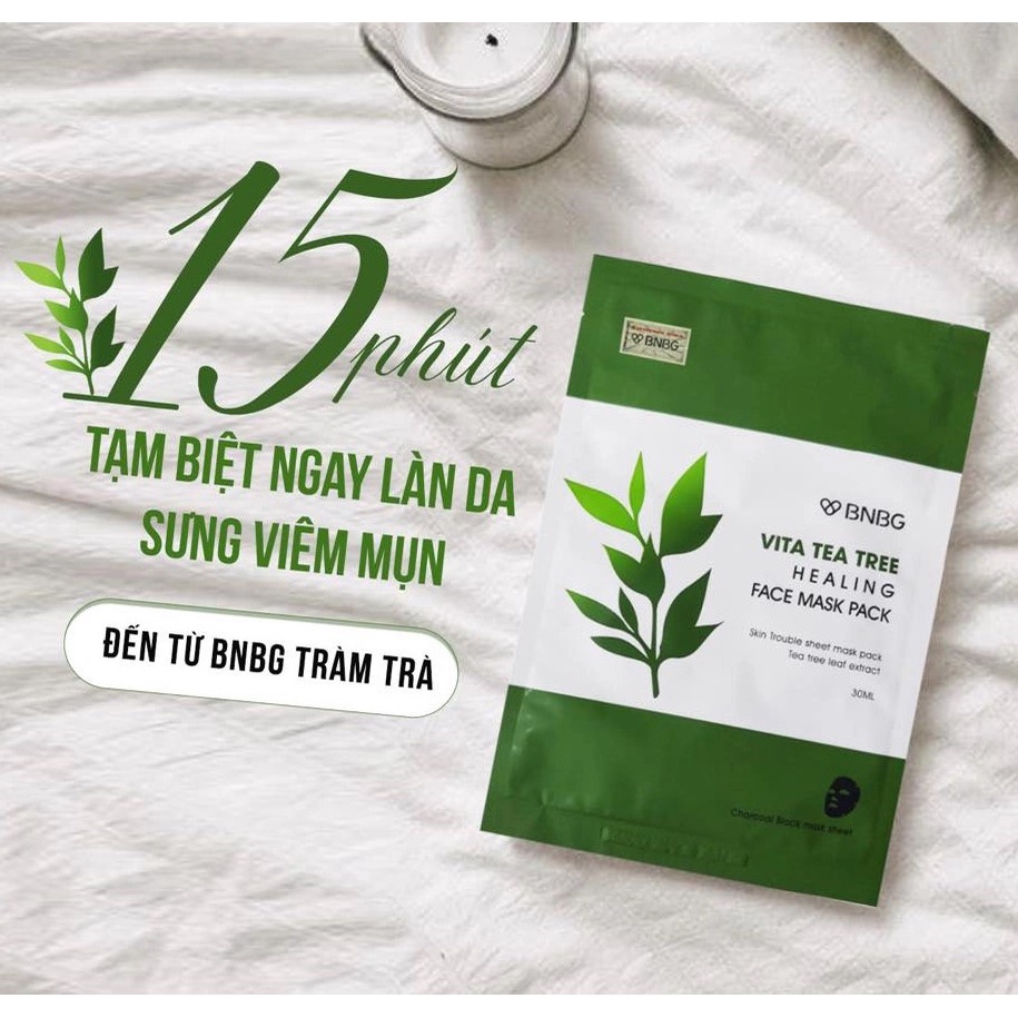 Combo 10 Mặt nạ tràm trà BNBG thải độc da, giảm mụn Vita Teatree Healing Face Mask Pack 30ml NPP Tido88