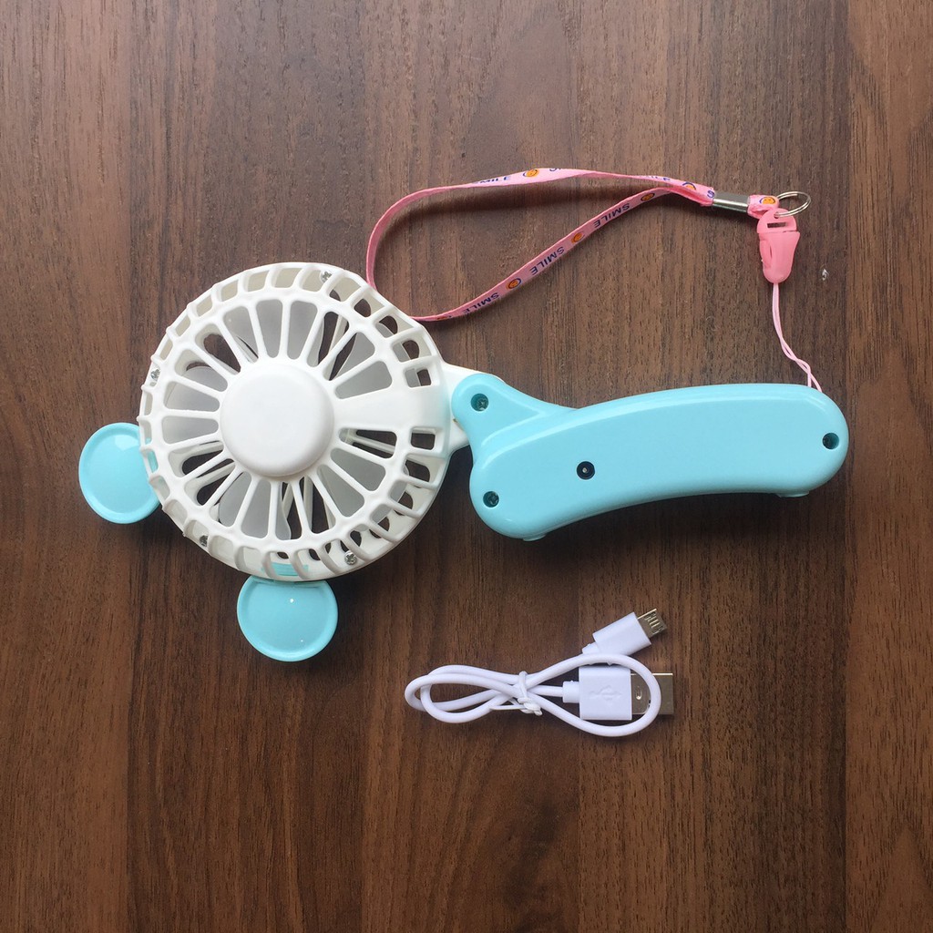 Quạt sạc tích điện cầm tay pin trâu, sạc nhanh, có đế gập - LOẠI TỐT