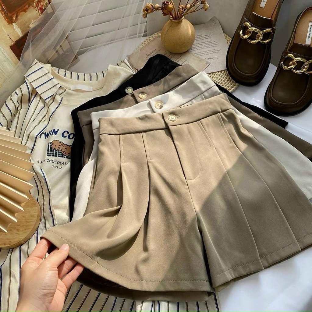 Quần Short Cạp Cao Kiểu Dáng Hàn Quốc Hottrend Trẻ Trung Ống Rộng Dáng Váy Mã 306