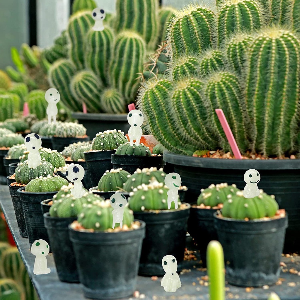 Bộ 10 mô hình ma bằng nhựa màu xanh lá dạ quang dùng để trang trí tiểu cảnh mới