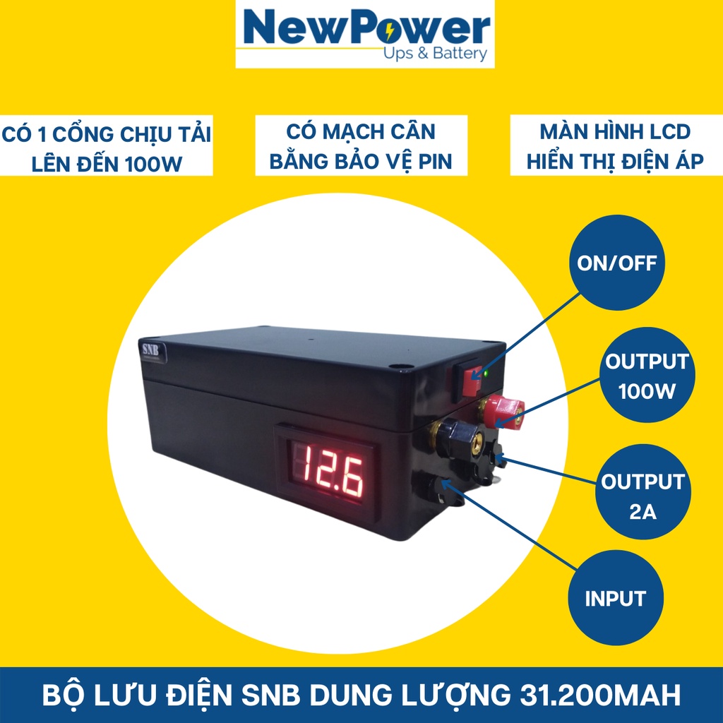 Bộ lưu điện gia đình 31.200mAh có jack 100W, UPS 12V dùng cho camera, wifi..,mới 100%, BH 12th, xuất xứ VN