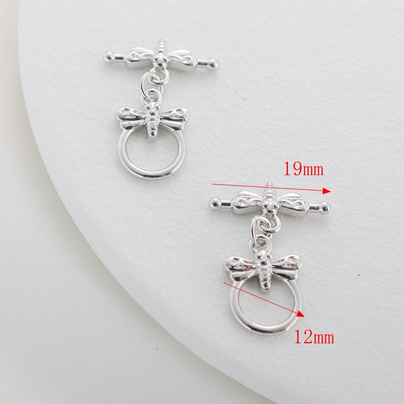 Khóa Cài Vòng Tay/Dây Chuyền Bằng Đồng Màu Trắng Vàng Hình Chuồn Chuồn Tròn Đính Ngọc Trai IQ diy