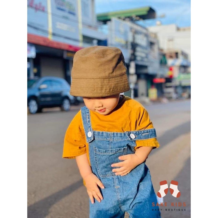 Mũ vành tròn trẻ em - Mũ bucket trơn Qiu Nan chất vải thô mềm mịn phong cách Hàn Quốc cho bé từ 1-4 tuổi mới nhất