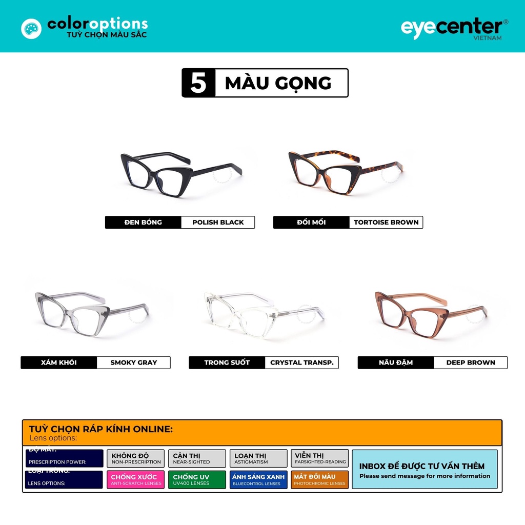 Gọng kính cận nữ chính hãng ZAC & CODY A39-S DAYOFF mắt mèo lõi thép chống gãy nhập khẩu by Eye Center Vietnam