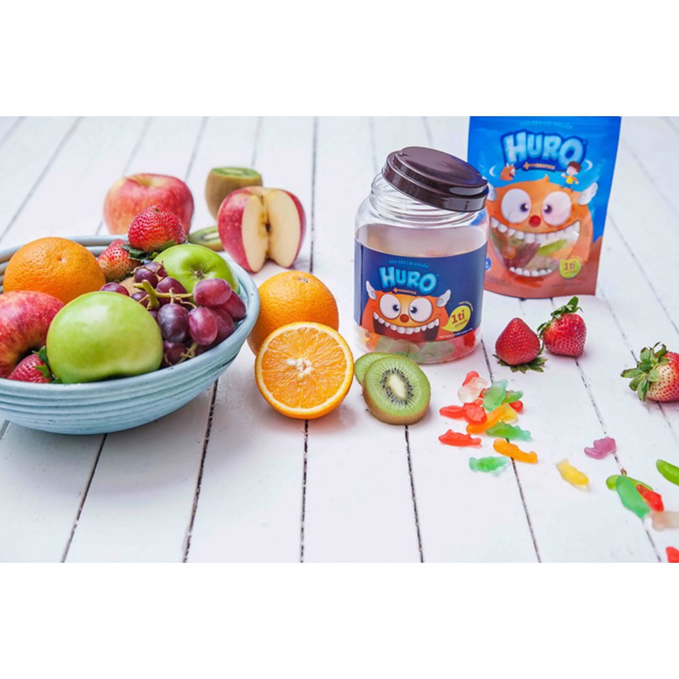 Kẹo dẻo lợi khuẩn HURO hũ 168 gram Bibica