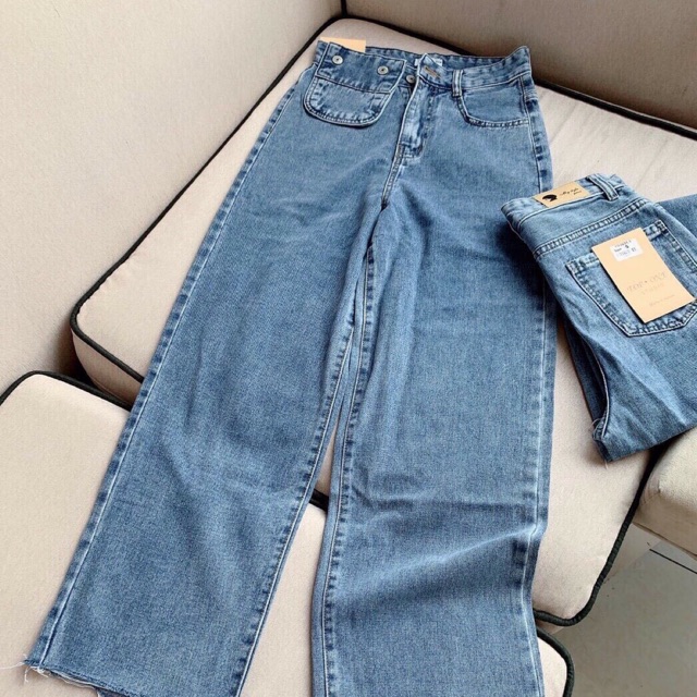 [Mã WASTMAY giảm 15% tối đa 30K đơn 150K] Quần bò suông ống rộng túi lệch siêu đẹp