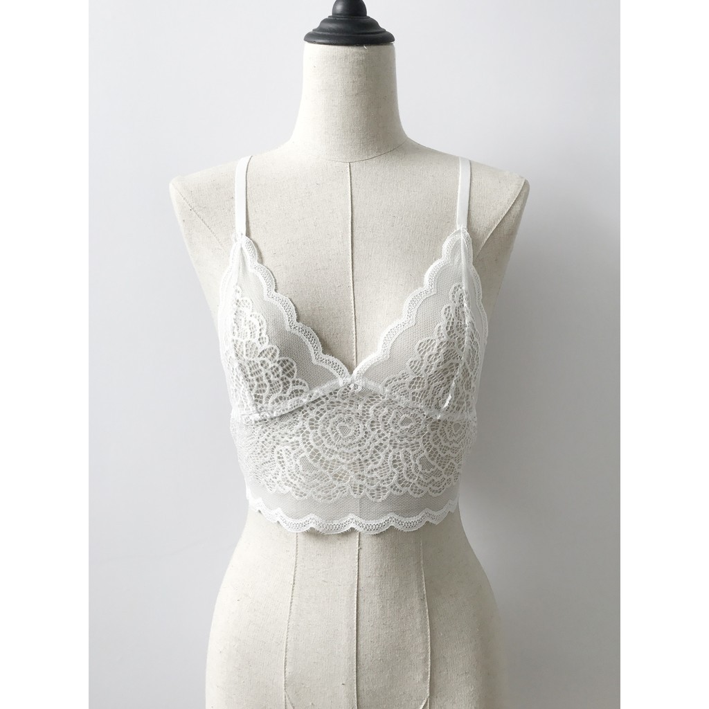 ☛☏❤Women Floral Sheer Lace Triangle Bralette Unpadded Bra Crop Top Strappy Lingerie | BigBuy360 - bigbuy360.vn