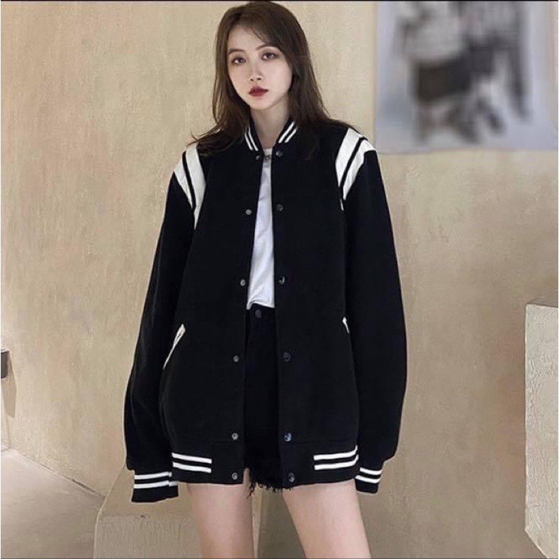 Áo khoác bomber 2 lớp, áo tetdy màu đen đỏ chất vải dạ