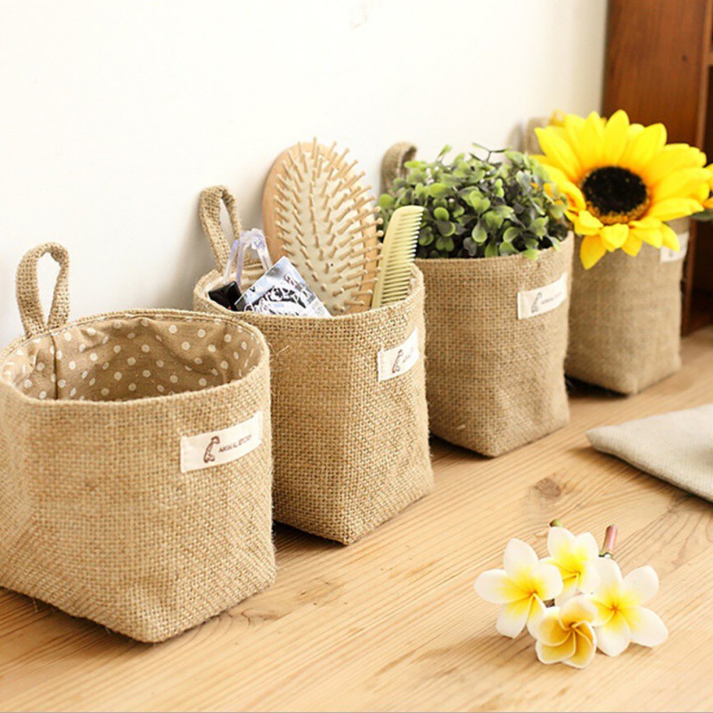 🌈Bảo tàng G & S Micro Life🌈Giỏ Vải Đựng Đồ Hai Mặt Có Tai Treo Phong Cách Hàn Quốc