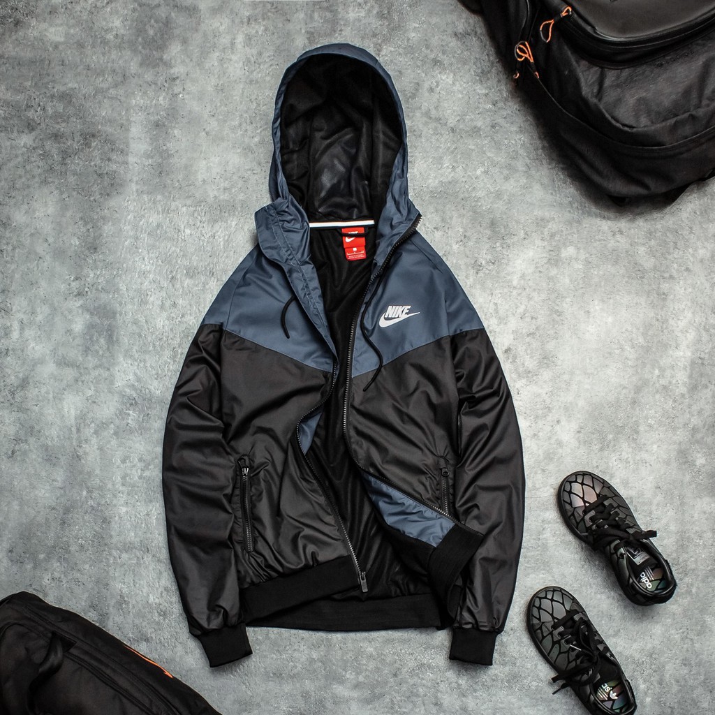 Áo khoác Nike Windrunner Jacket - Đen phối xanh lam