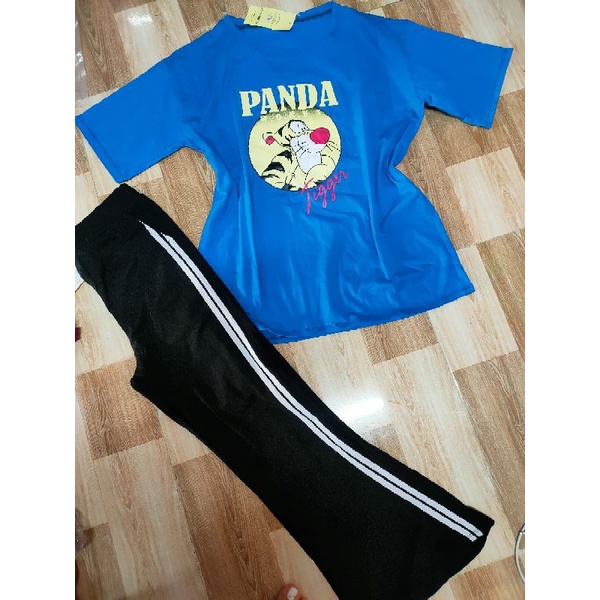 Bộ tay ngắn quần dài ống loe thun cotton thái