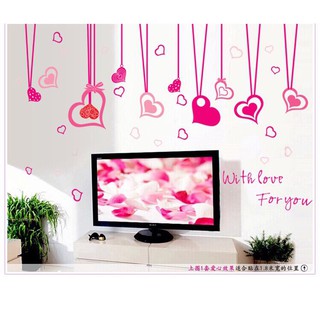 Decal dán tường Dây thả trái tim