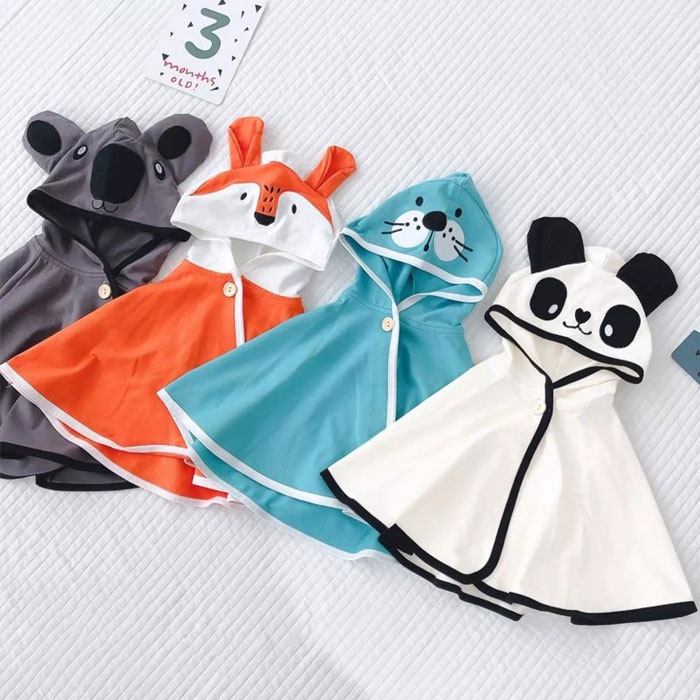 Áo Choàng Cánh Dơi Hình Thú Chống Nắng Chống Gió Có Nón Cho Bé | 100% COTTON Cho Bé Trai Bé Gái 7-15kg