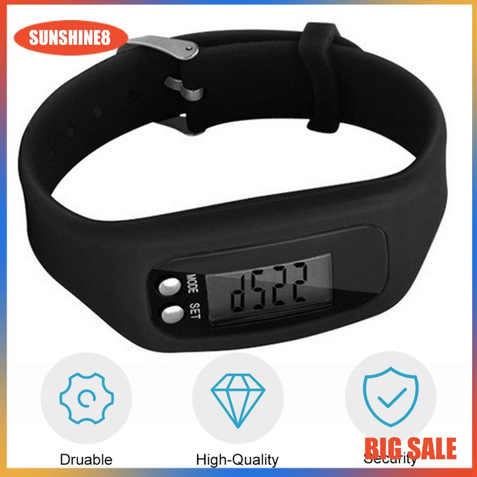 【SUN】Vòng đeo tay thể thao Đồng hồ đeo tay màn hình LCD kỹ thuật số Bước chạy Bộ đếm calo theo bước Vòng đeo tay