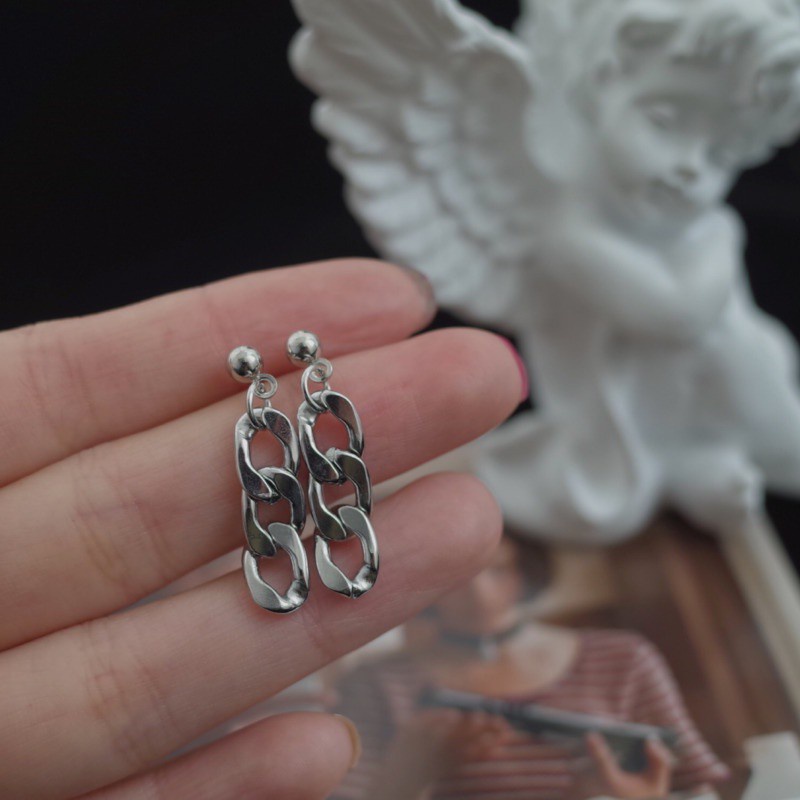 Khuyên Tai Chuỗi Kim Loại 191162Khuyên Tai Kim Bạc Phong Cách Punk Cá Tính