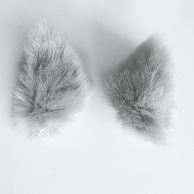 Kẹp Tóc Hình Tai Mèo Phối Lông Nhân Tạo Phong Cách Lolita