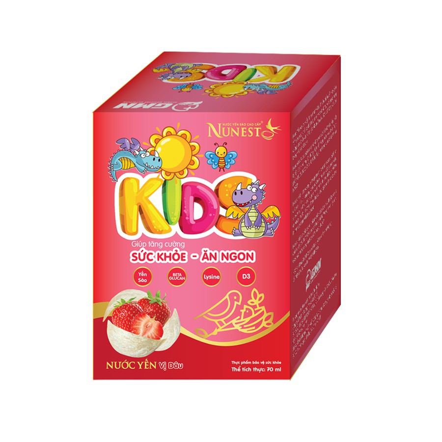 Lốc nước yến cho bé Nunest Kid vị Dâu/Chuối (6 lọ x 70ml)